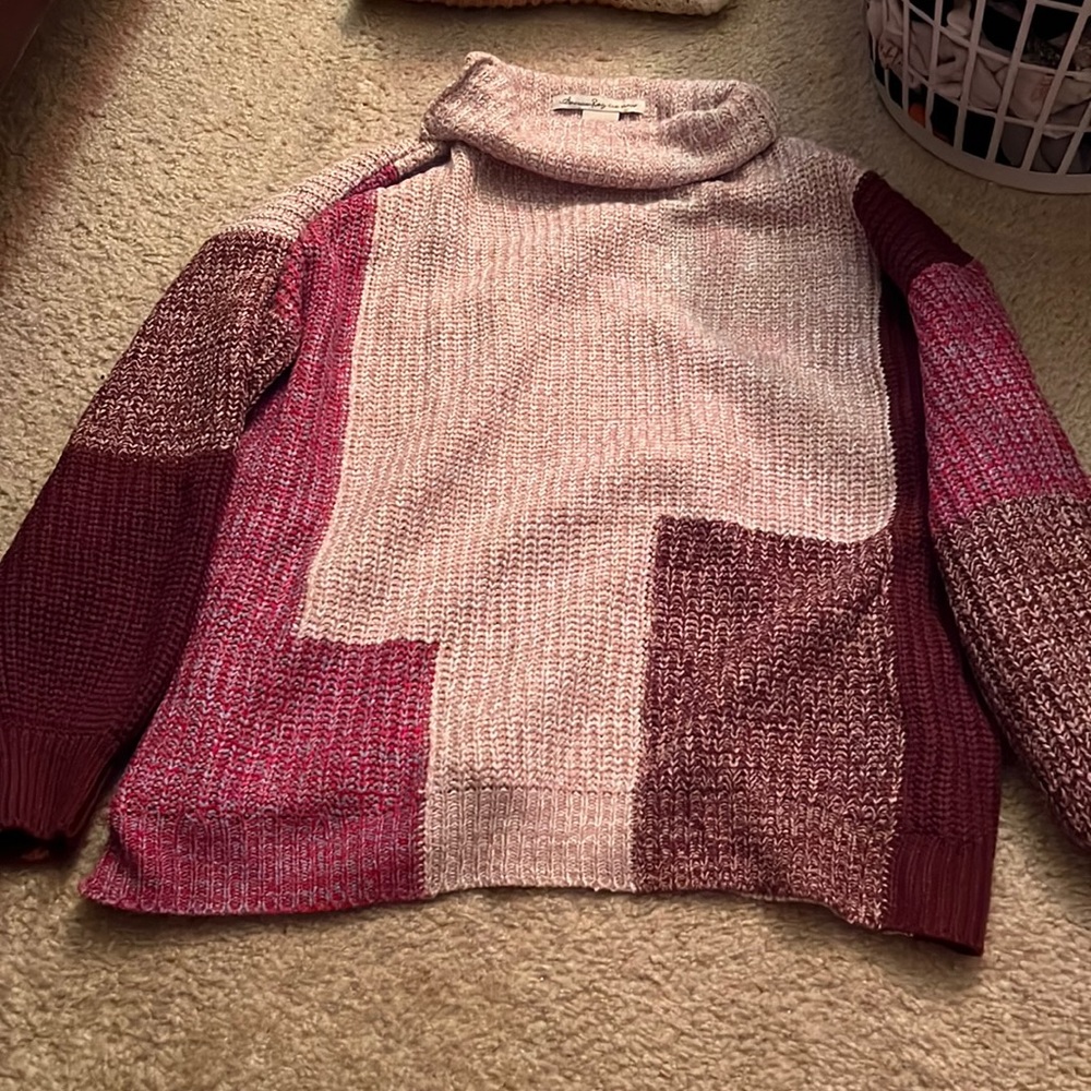 American rag sweater; burgundy
